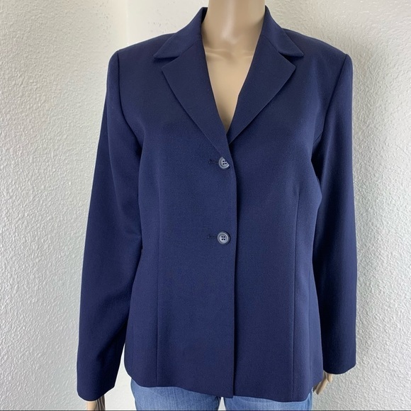 PENDLETON woman blazer Virgin Wool Two Button navy sz 8 business casual business - Picture 9 of 9
